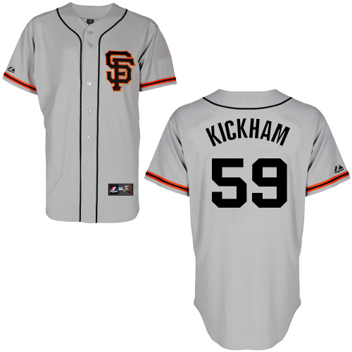 Mike Kickham #59 mlb Jersey-San Francisco Giants Women's Authentic Road 2 Gray Cool Base Baseball Jersey